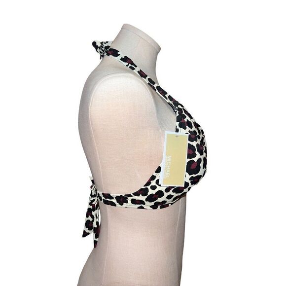 MICHAEL Michael Kors Animal Print Ring Halter Bikini Swim Top Extra Small NWT - Picture 4 of 7